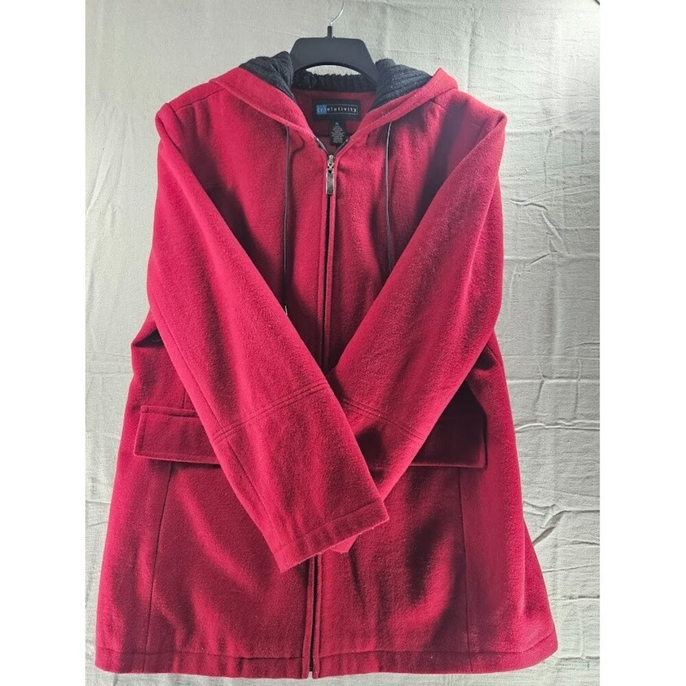 RELATIVITY Red Wool Blend Zip Up Jacket XL